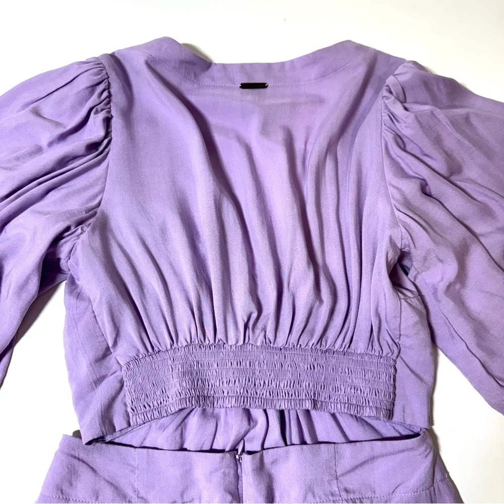 SKEMO NWT Lilac Purple Cut Out Bubble Sleeve Keyhole Mini Dress Size Medium $158 - Picture 12 of 12